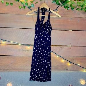 American Eagle summer halter dress. Black with flower print. Only worn once.